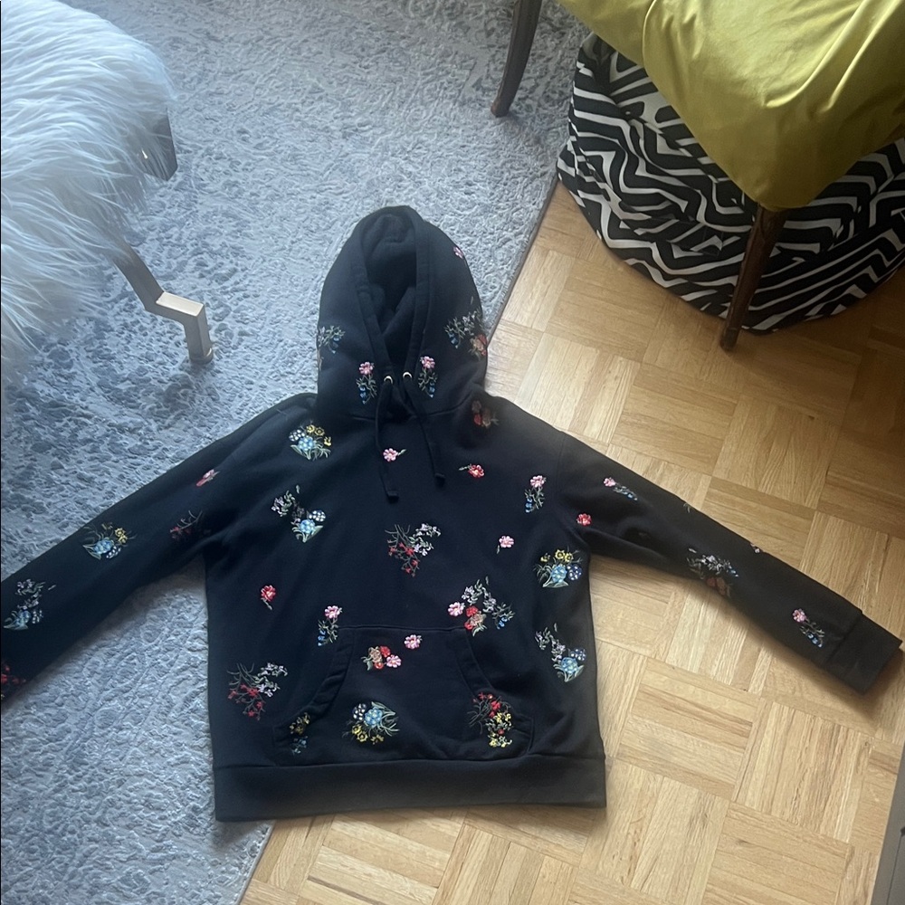 Erdem X H&M floral embroidered Hooded Sweatshirt- Sz Small